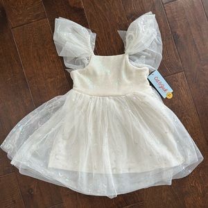 Toddler Girls Sequin Tank Tulle Flutter Sleeve Dress Cat & Jack Cream 3T